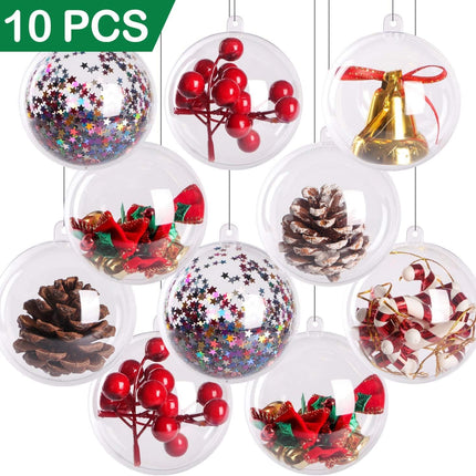 10 Pack 3.94'' Clear Plastic Fillable Ornaments for Crafts, Clear Christmas Ball Ornaments Set for Tree Holiday Wedding Party