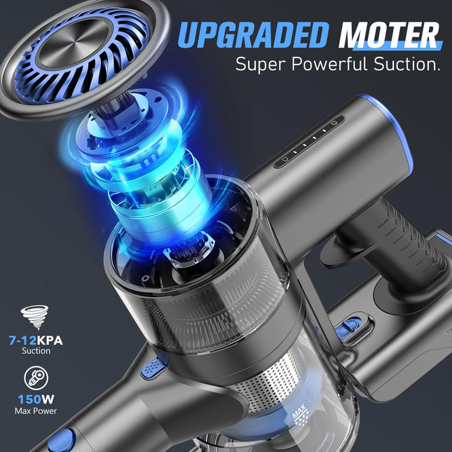 Cordless Vacuum Cleaner, Cordless Vacuum With 80000 Rpm Highspeed Brushless Motor, 2600Mah Powerful , 5 Stages High