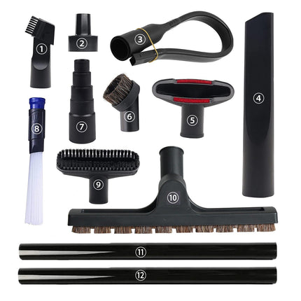 12 Pcs Universal Vacuum Attachments For Shop Vac Accessories, 1 14 To 2 12 Vacuum Cleaning Tools Kit, Dirt Remover For Home Air Vents Corner Pets Drawer Car Dusty Vacuum Brush Attachment