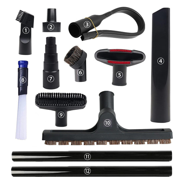 12 Pcs Universal Vacuum Attachments For Shop Vac Accessories, 1 14 To 2 12 Vacuum Cleaning Tools Kit, Dirt Remover For Home Air Vents Corner Pets Drawer Car Dusty Vacuum Brush Attachment