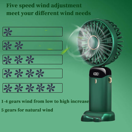 Mini Handheld Fan，Foldable Personal Portable Fan With 5 Speeds，4000Mah Battery Operated Usb Rechargeable Fan, Small Desk Fan Work