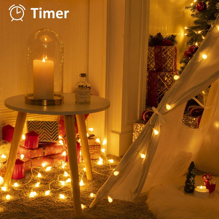 koopower 2 Pack 50 LEDs Battery String Lights, Auto On/Off Fairy Lights 8 Mode Waterproof Wire Lights for Bedroom, Garden, Halloween, Christmas, Wedding Decoration