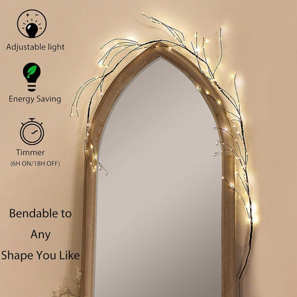 ZHONGXIN Lighted Willow Vine, Copper Wire Twine Branch Lights, 5FT 160 Warm White LED Lighted Twig Vine Garland with Timer&Dimmer for Walls Fireplace Bedroom Living Room Decoration