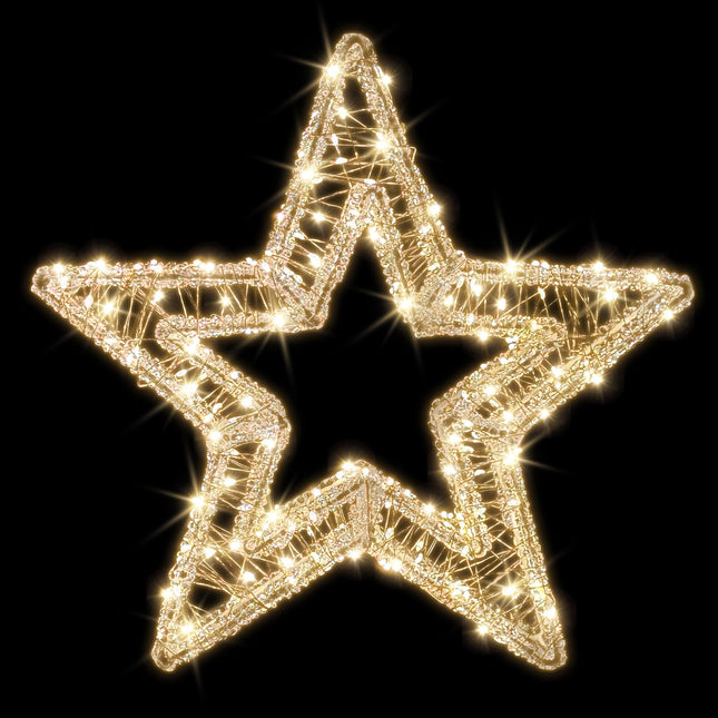 Christmas Acrylic Star Lights with Twinkle Lights, 320 LED Warm White Fairy Lights，Christmas Star Lights 15 Inches/Timer for Christmas Party Indoor Outdoor Holiday Decoration