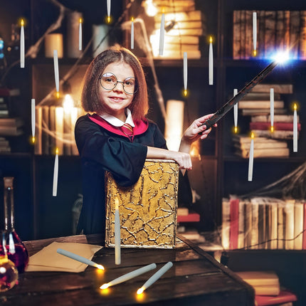 Pensar 20 Pieces Hanging Floating Candles with Remote Control Wands and Auxiliary Clips - Battery Powered Flameless Taper Candles, Flickering LED Candles for Christmas, Halloween, and Home Decorations