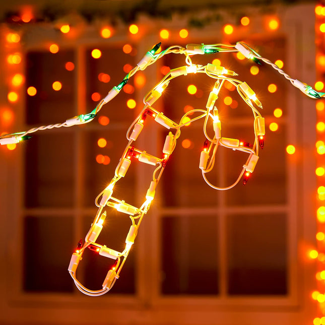 Minetom Christmas Candy Cane String Lights with 6 Drops - 7.5ft 180 Bulbs Candy Cane Icicle Lights with 8 Clips, Connectable Hanging Lights for Rooftop Eaves Christmas Home Outdoor Decoration