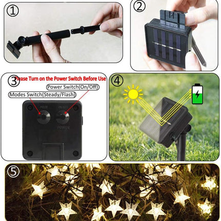 Solar Star Twinkle String Lights, 23FT 50LED 8 Modes Solar Powered Fairy Decorative Light Waterproof Lights for Gardens, Lawn Patio, Indoor Decoration, Xmas, Wedding, Holiday (Warm White)