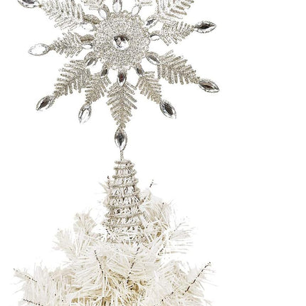 Christmas Tree Topper Glitter Snowflake Metal Hollow Christmas Tree Top for Christmas Tree Topper Decoration
