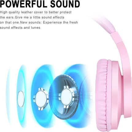 BlueFire Kids Headphones for Online School, Children, Teens, Boys, Girls, 3.5mm Stereo Over-Ear Gaming Headphone with Microphone and Volume Control Compatible with PS4, PS5, New Xbox One（Pink）