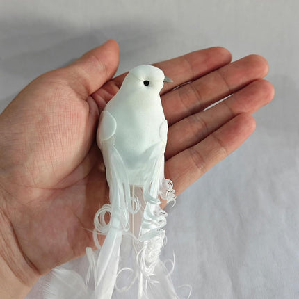 24pcs Artificial White Doves Decoration with Metal Clips, White Feathered Mini Birds Clip on Tree Ornaments for DIY Crafts Christmas Tree Ornaments, Wreaths, Wedding Decor