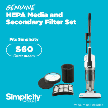 Simplicity Vacuums Sf60 Hepa Filter Set For Spiffy Bagless Stick Vacuum Cleaner, S60 Filter Only