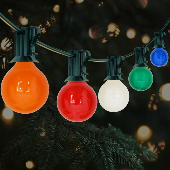 GOOTHY 25Ft Outdoor Multicolor Christmas Lights, G40 Globe Patio String Lights with 27 Ceramic Colorful Bulbs(2 Spare), Outside Christmas Lights for Holiday Party Backyard Christmas