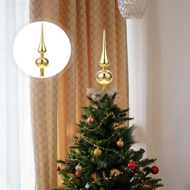 Spherical Christmas Tree Topper Christmas Tree Topper Vintage Ornament Christmas Decoration Xmas Treetop for Home Holiday Party (Golden)