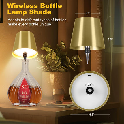 Wireless Bottle Lamp, 3 Color Rechargeable Wine Bottle Lights for Bars Restaurants (Electroplated Gold Color, 1PC)