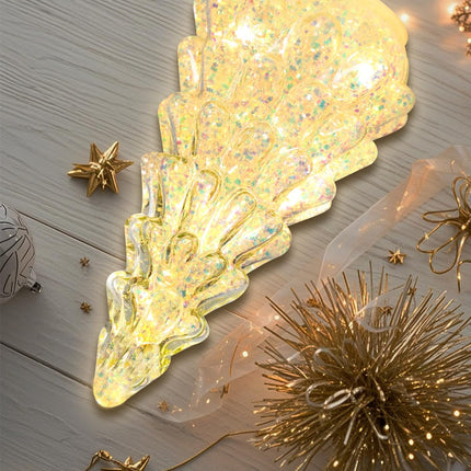 Bdor Arcylic Christmas Tree，Prelit Tabletop Mini White Christmas Tree with Topper Star Musical Ornament for Best Desk Decoration