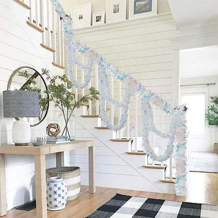 26.2 Feet Tinsel Garland, High-Shine and Fluffy, for Birthday, Weddings, Halloween, Christmas, Party Decorations, Indoor Outdoor Party Supplies, White