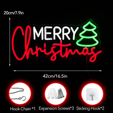 Merry Christmas Neon Sign Christmas LED Sign Light Christmas Lights for Wall Decor Bar Pub Club Home Bedroom Office Restaurant Christmas Decorations Christmas Party Art Wall Decorative Night Light