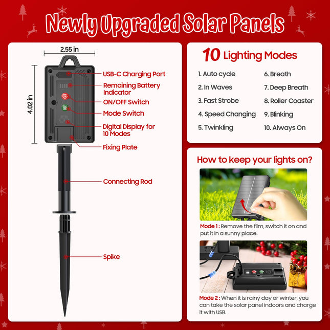 Christmas Decorations Outdoor, 6 Pack 24" Large Lollipop Candy Cane Christmas Decorations Outdoor with 84 Brighter LED & 10 Lighting Modes, Solar Christmas Pathway Lights for Yard Xmas