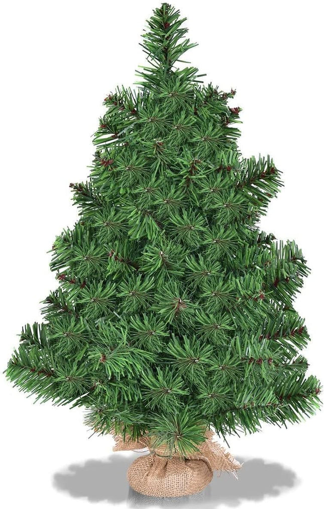 2ft Tabletop Christmas Tree, Small Artificial Spruce Tree in Burlap Base, Ideal for Home, Office, Shops, Holiday Decoration