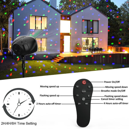 Elec3 Christmas Projector Lights Outdoor, RGBW Christmas Snowfall Projector Lights Rotating Falling Snow Projector with Remote Control Landscape Lights for House Yard Garden Halloween Christmas Decor