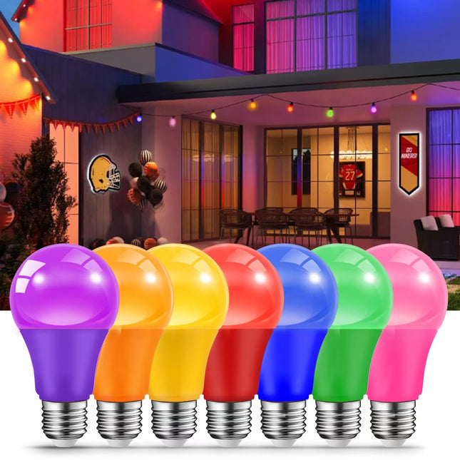 Red Green Light Bulbs for Christmas, 9W(60W Equivalent) E26 Base Red Green Bulb for Christmas Halloween,Wedding,Party,Bar,Porch,Holiday Lighting,Home Decor, 2-Pack (Red + Green)