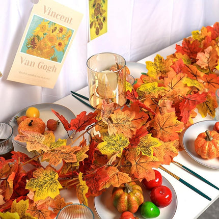 4 Pack Fall Maple Leaves Garland, 6.6Ft/Piece Artificial Maple Leaf Autumn Garland Hanging Fall Vines for Table Front Door Fall Thanksgiving Party Christmas Outside Indoor Decor (b13)