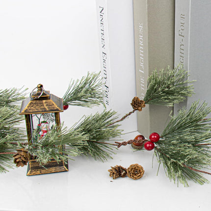 6.5 FT Christmas Garlands Winter Garlands Evergreen Garland Christmas Pine Garland with Red Berry for Mantle Stair Fireplace Table Railing Doorway Indoor Outdoor Window Winter Decoration