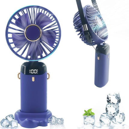 Handheld Fan,Portable Fan,5000Mah1120 Work Hours],Handheld Fan Rechargeable,90°Direction Adjustable,Led Display,5 Speed For Home