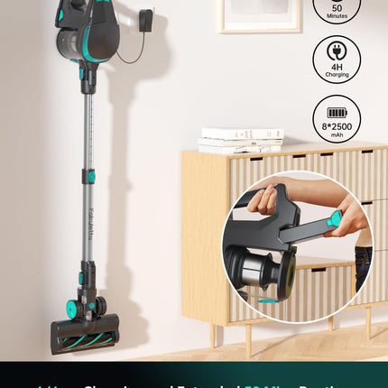 Fabuletta Cordless Vacuum Cleaner With 50 Mins Runtime, 30Kpa Powerful Suction Stick Vacuum, 3 Suction Modes, 6 In 1 Lightweight Wireless Vacuum Cleaners For Home Pet Hair Carpet Hardwood Floor