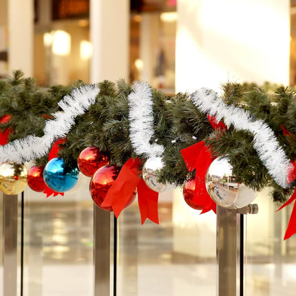 50 Feet Christmas Tinsel Garland Christmas Garland Tree Decorations Tinsel Garland for Outdoor or Indoor Use Christmas Holiday Decor (White)