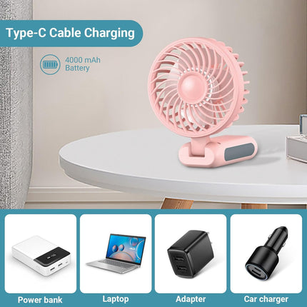 Civpower Mini Handheld Portable Fan, Foldable Hand Fan, Small Usb Rechargeable Fan With 4000Mah Battery And 3 Adjustable Speeds