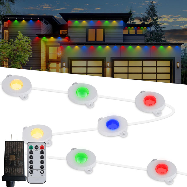 Permanent Outdoor Christmas Lights,50ft 36LED Eaves Lights with Remote,8 Modes Waterproof Outdoor Eave Connectable Christmas String Lights for Outdoor,Indoor,Party,Christmas (Multi-colored)