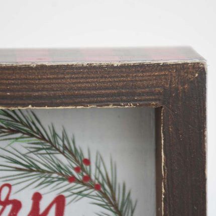 Paris Loft Christmas Sign, Merry Christmas to You All, Framed Wooden Tabletop or Wall Decor, Christmas Wreath, Buffalo Check, Farmhouse Christmas Sign