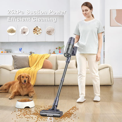 M242 Cordless Stick Vacuum Cleaner With Brushless Motor,50 Mins Max Runtime, 25Kpa Powerful Suction Vacuum With Led Display For Pet Hair,Hard Floor,Carpet.