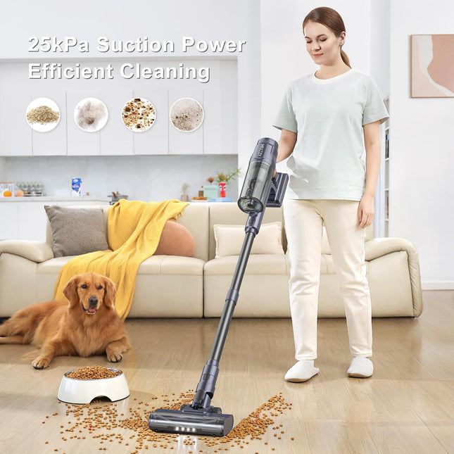 M242 Cordless Stick Vacuum Cleaner With Brushless Motor,50 Mins Max Runtime, 25Kpa Powerful Suction Vacuum With Led Display For Pet Hair,Hard Floor,Carpet.
