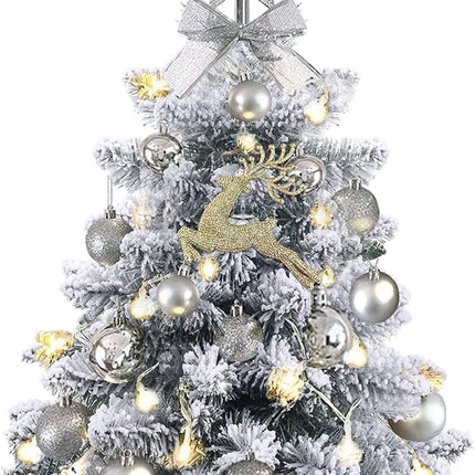 Small Christmas Tree with Lights,Flocked Tabletop Christmas Tree with 30 LED Lights,Mini Christmas Tree Prelit Little Christmas Tree Pre Lit Christmas Tree for Table Top Christmas Decoration