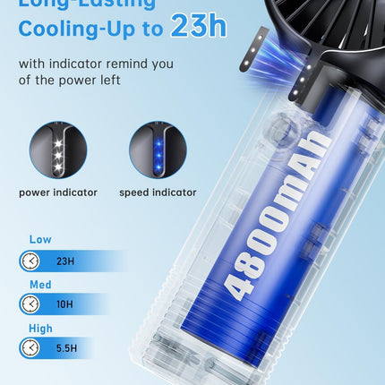 Aluan Handheld Fan Mini Fan Portable Hand Held Fan Rechargeable 4800Mah Battery Operated Fan With Power Bank Powerful 3 Speeds