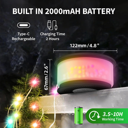 Camping String Lights,2 in 1 d 32.8FT Rechargeable Tent Lights String with 19 Lighting Modes,Quick Storage Camping Lights，Portable LED Lamp for Bedroom Yard Decor Christmas Camping Essentials