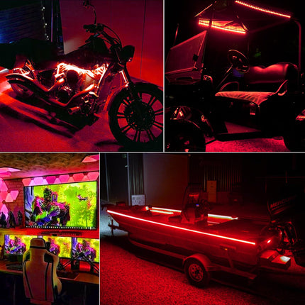 echosari LED Strip Lights Battery Powered, 90 LED Red 2835 SMD Strip Lights 9.8 Ft Cuttable Self-Adhesive Strip Lights with Remote Timer for Outdoor Indoor Party Bedroom Decoration