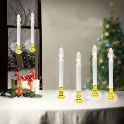4 Pack Christmas Window Candles Lights, Battery Operated LED Window Candles with Timer (6 On/18 Off), Bright Warm White C26 3V LED Bulbs Window Candles Lights for Christmas Window Wedding Home Decor