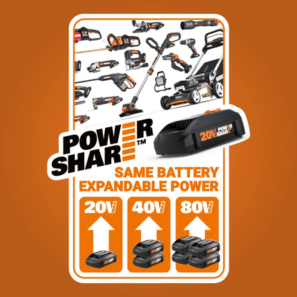 Worx 20V Powershare Cordless Stick Vacuum Wx038L.9, Powerful Cordless Vacuum Cleaner 25Kpa High Suction For Pet Hair, Lightweight Handheld Vacuum Cleans Floors Carpet Car – Tool Only