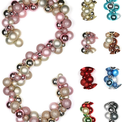 6 FEET Christmas Ball Garland Ornaments Shatterproof Xmas Hanging Balls Decorations for Home Indoor Outdoor Mantel Holiday Party Wedding Tree - Champagne Gold and Pink