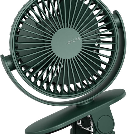Jisulife Clip On Fan, Stroller Fan Battery Operated, Small Fan Portable 4000Mah Rechargeable, 4 Speeds, Powerful Wind Ultra Quiet
