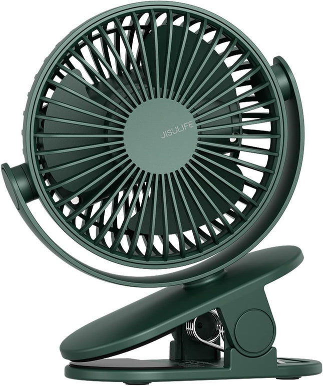 Jisulife Clip On Fan, Stroller Fan Battery Operated, Small Fan Portable 4000Mah Rechargeable, 4 Speeds, Powerful Wind Ultra Quiet