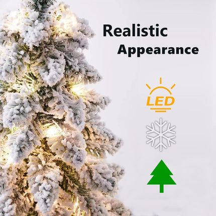Small Christmas Tree with Lights, Prelit Mini Artificial Christmas Tree for Tabletop Decorations, Snow Flocked, Battery Operated Table Xmas Tree for Bedroom, Office, Small Spaces, 18 inch