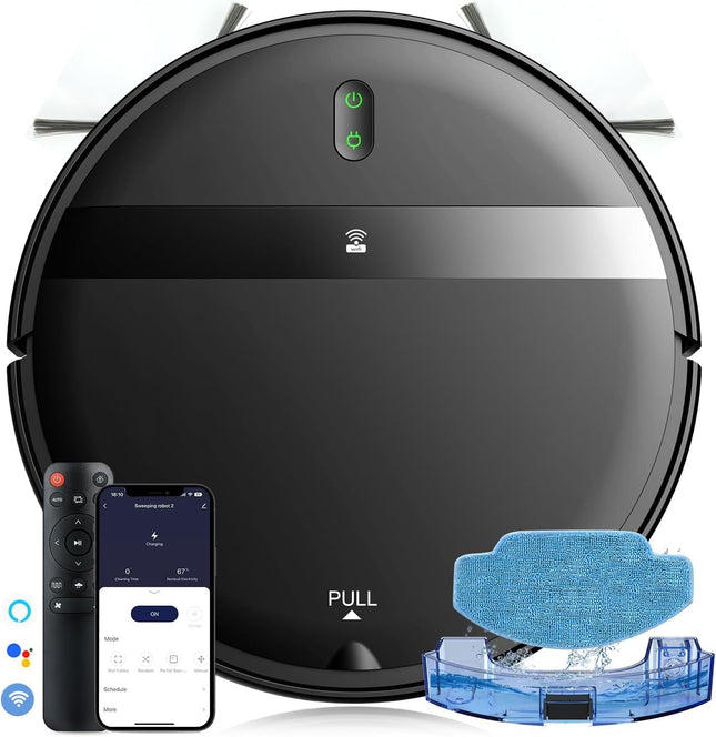 Robot Vacuum And Mop Combo Tangle Wifiappalexa, 2In1 Mopping Robot Vacuums Cleaner, Quiet, Selfcharging, Robotic Vacuum Perfect To Pet Hair Hard Floor & Daily Cleaning