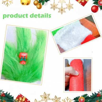 Christmas Elf Body Tree Decorations, Christmas Tree Arm, Christmas Green Monster Stole Xmas Tree Topper, Furry Green Christmas Elf Arms With Fingers That Can Be Bent At Will,Christmas Tree Decorations