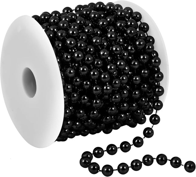 32.8 Feet Christmas Bead Garland Xmas Artificial Pearls Beads Garland Christmas Tree Garland Chain Decorations for Xmas Tree Holiday Wedding DIY Decoration Supplies (Black)