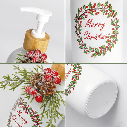 Christmas Soap Dispenser,Christmas Decoration Bathroom Hand Soap Dispenser and Christmas Kitchen Decor,Cute Christmas Soap Pump for Farmhouse Indoor Christmas Bathroom Decor（8.26inch）