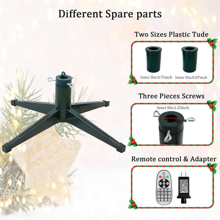 Rotating Christmas Tree Stand, Adjustable Tree Stands with Remote Control, Music, Adapter, Artificial Christmas Tree Stand for Up to 10 FT 80 LB Tree